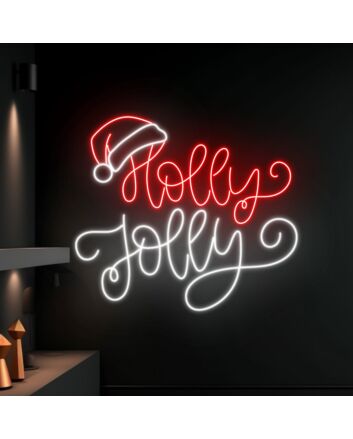 Brighten Your Festive Celebrations and Spaces: Holly Jolly Christmas Led Neon Sign for Home, Office, Store, and Holiday Parties Merry Christmas Led Light Decor.