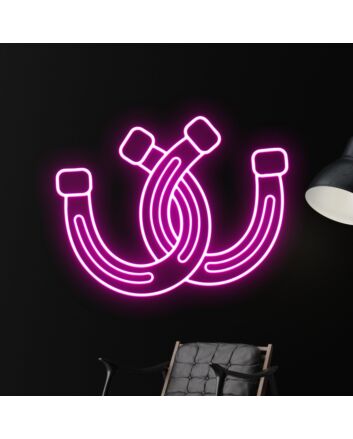 Brighten Your Equestrian Events and Spaces: Horseshoe Led Neon Sign Horse Fan Club Decor Wall Art for Weddings, Parties, Home, and Office.
