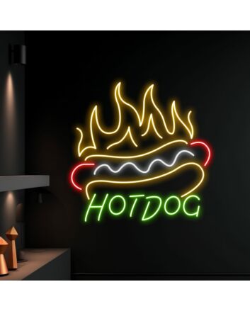 Enhance Your Fast Food Joint, Home Kitchen, or Party Ambiance with the Vibrant Hotdog Led Neon Sign Custom Hotdog Led Sign Hotdog Fast Food Restaurant Deco.