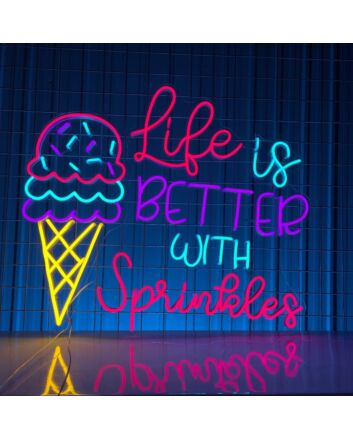 Life Is Better With Sprinkles Led Neon Sign Ice Cream Led Light Cream Coffee Deco
