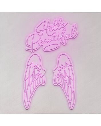 Hello Beautiful Angel Wings LED Sign