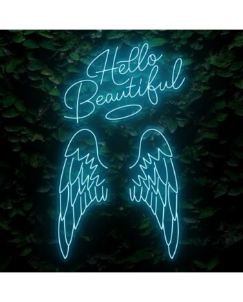 Hello Beautiful Angel Wings LED Sign