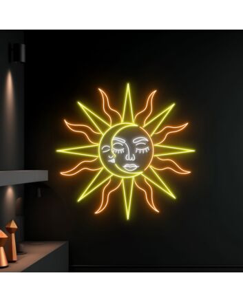 Moon And Sun Led Neon Sign Moon And Sun Neon Light Moon Lover Led Sign