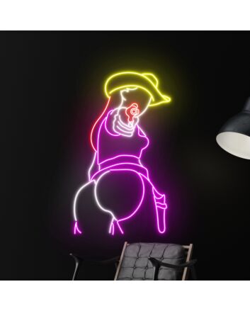 Naked Cowgirl With Gun Led Neon Sign Texas Cowgirl Neon Led Sign