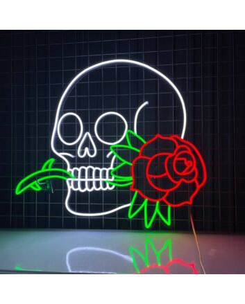 Rose Skull Head Led Neon Sign Christmas Deco