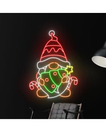 Santa Claus Hug Christmas Tree Led Neon Sign
