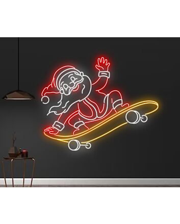 Santa Claus Skateboarding Led Neon Sign