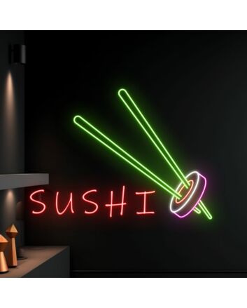 Sashimi Japanese Logo Deco Sushi Hanging Led Neon Sign Light Sushi Store Wall Deco