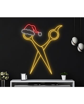 Scissors Comb Neon Led Sign Welcome Salon Logo Decor