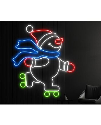 Snowman Skateboarding Led Neon Sign Snowman Merry Christmas Led Sign