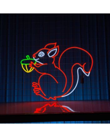 Squirrel Eating Chestnut Animal Led Light Led Neon Sign