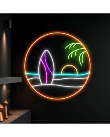 Summer Beach Surfboard Led Neon Sign Chill On The Beach Led Sign Beach Lover Neon Light