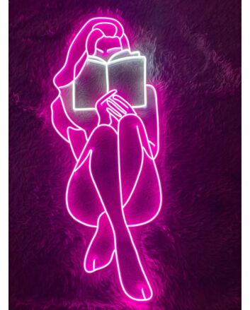 Woman Reading Book Led Neon Sign Woman Book Neon Led Sign Quote Bookworm Bedroom Deco