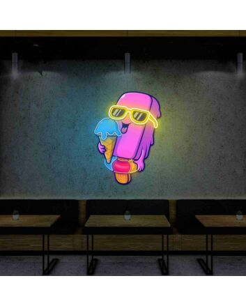 Cool Ice Cream Under Uv Light Neon Artwork Extravaganza