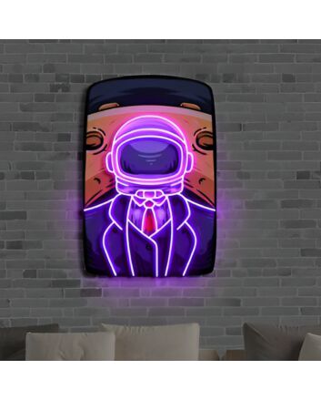 Man On The Moon Uv Printed Neon Artwork