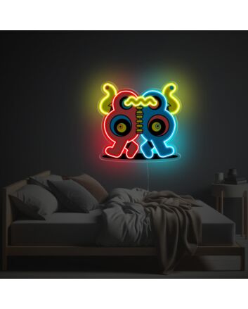 Abstract Blue And Red Monster LED Neon Acrylic Artwork