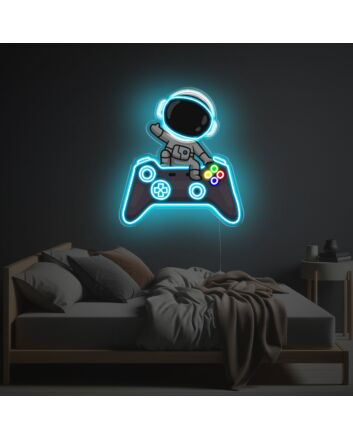 Astronaut With Gamepad LED Neon Acrylic Artwork