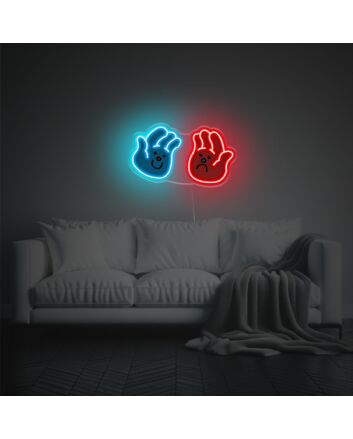 Blue Smily Hand And Red Sad Hand LED Neon Acrylic Artwork