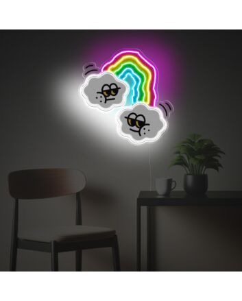 Clouds With Rainbow LED Neon Acrylic Artwork