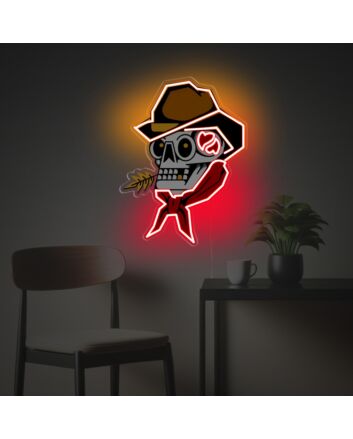 Cowboy Skull Man LED Neon Acrylic Artwork