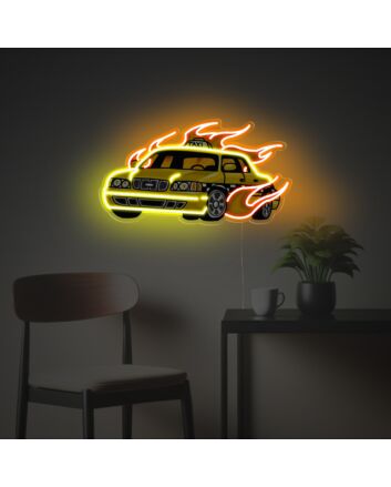 Firing Yellow Taxi LED Neon Acrylic Artwork