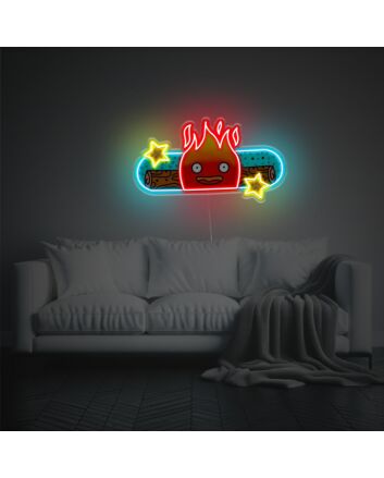 Flame Boy With Skateboard LED Neon Acrylic Artwork