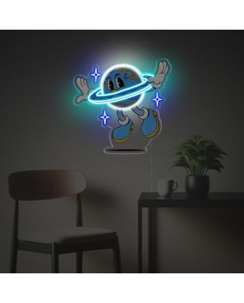 Flying Earth Guy LED Neon Acrylic Artwork