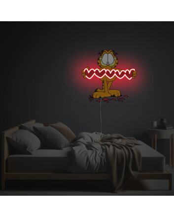 Garfield With Red Heart LED Neon Acrylic Artwork