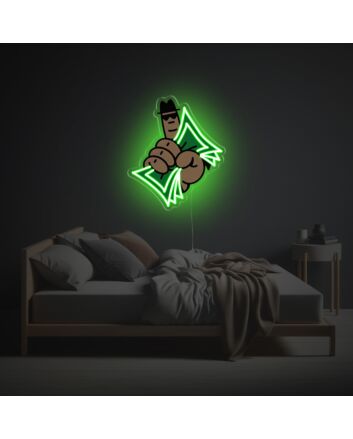 Hand Holding Brunch Of Money LED Neon Acrylic Artwork