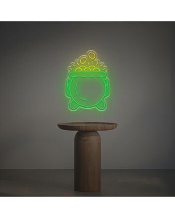 Gold Pot St Patricks Day LED Neon Sign