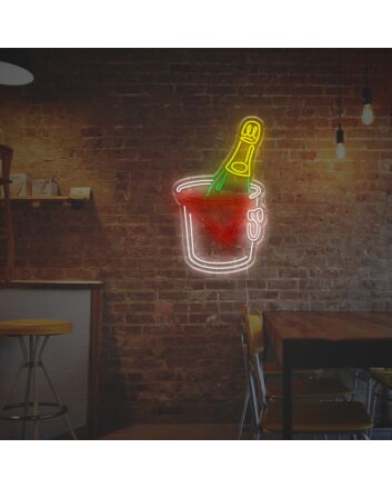 Champagne With Ice Bucket LED Neon Sign
