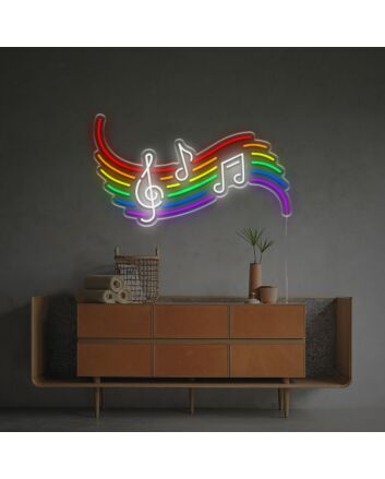 Music Sign With Rainbow LED Neon Sign