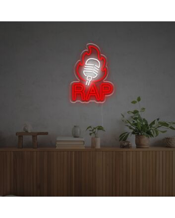 Rap With Microphone LED Neon Sign