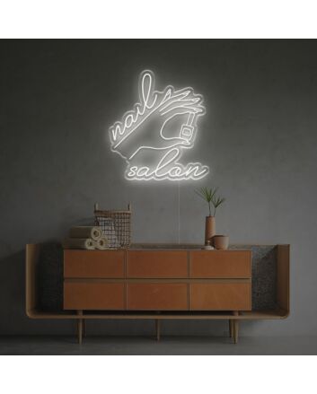 Nail Salon With Holding A Polish LED Neon Sign