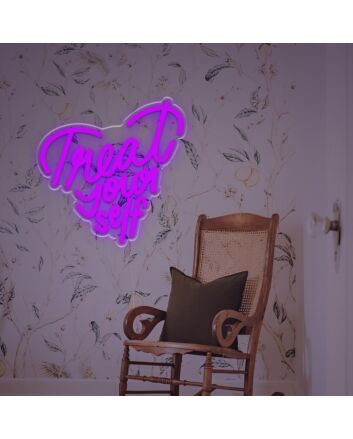 Heart-Shaped Treat Yourself LED Neon Sign