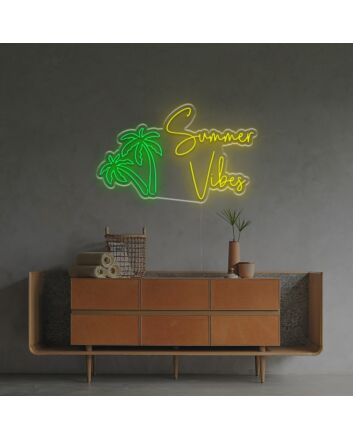 Summer Vibes With Coconut Tree LED Neon Sign
