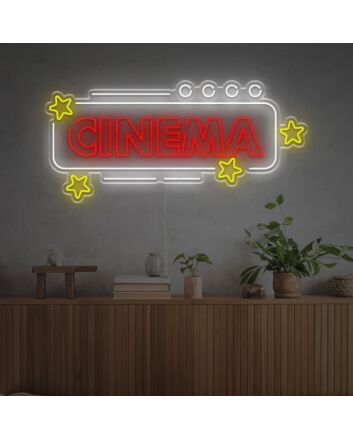Cinema With Yellow Stars LED Neon Sign