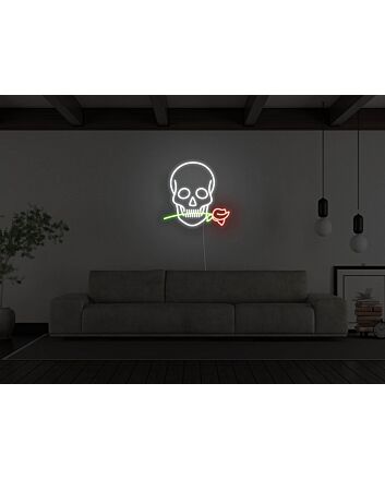 Skull With Rose Neon Sign