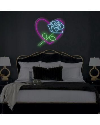 Rose X Heart Neon Sign