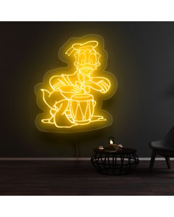 Donald Duck Playing Drum Neon Sign