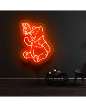 Winnie The Pooh And Butterfly Neon Sign