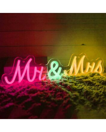 Bright Vivid Mr. & Mrs. Wedding LED Neon Sign