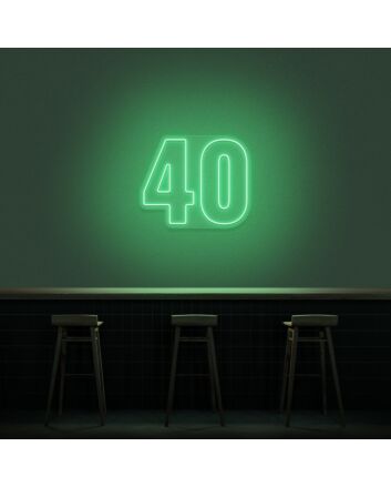 40 Neon Number Neon Sign