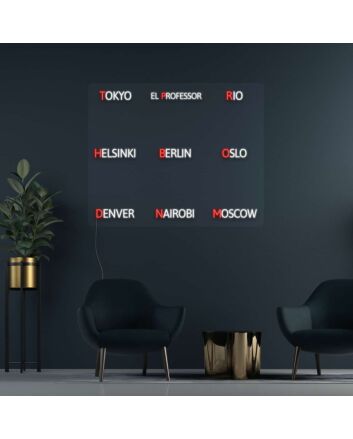 Character Names Collage Neon Sign