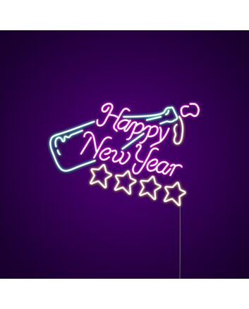 Happy New Year Bottle Neon Sign