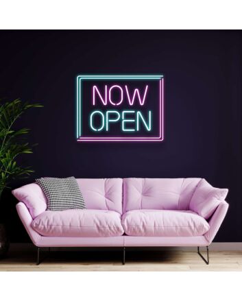 Now Open Square Neon Sign