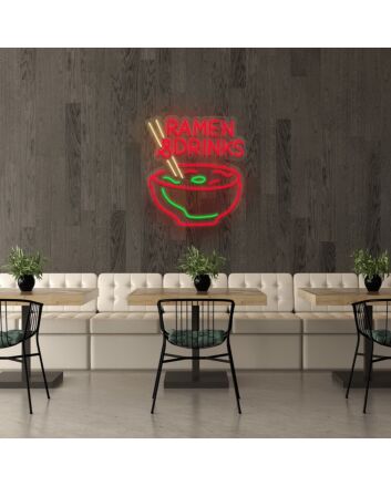 Ramen And Drinks Neon Sign