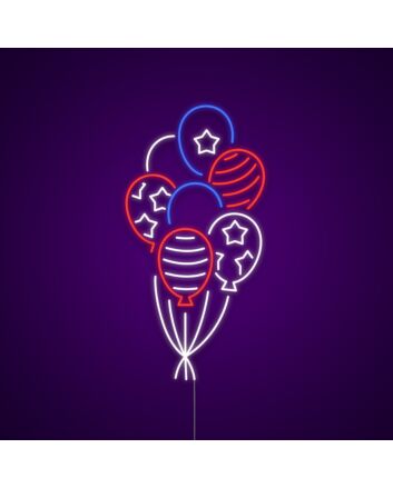 USA Flag Balloons Neon Sign