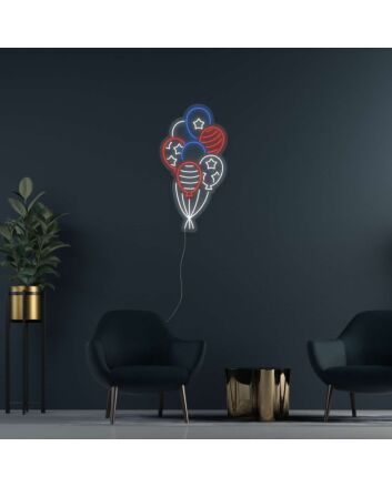 USA Flag Balloons Neon Sign