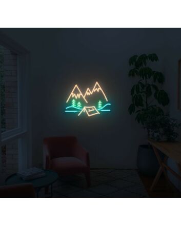 Mountain Camping Neon Sign